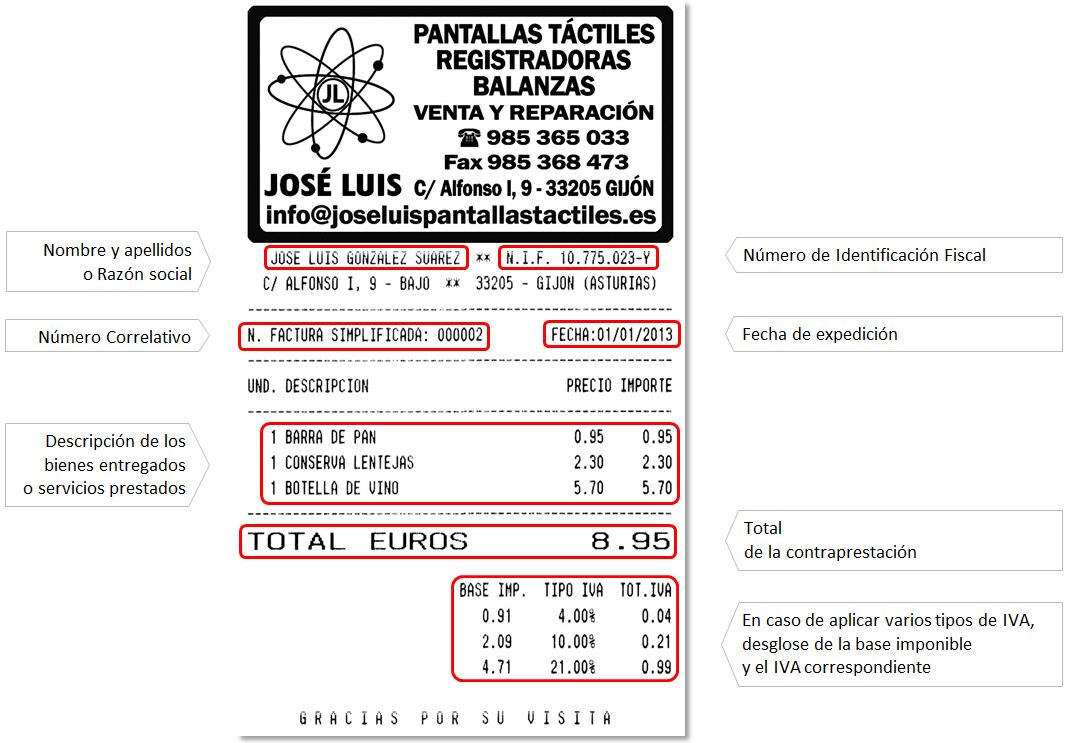 Factura Simplificada con I.V.A desglosado